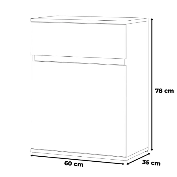 Komoda biała z szufladą szafka 60cm nowoczesna bezuchwytowa