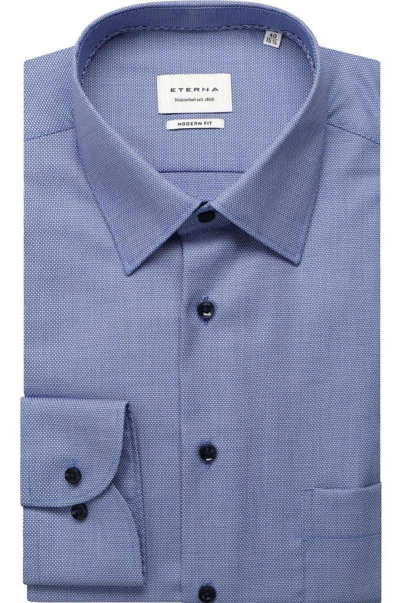 ETERNA Modern Fit Hemd blau, Strukturiert