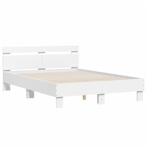 NNEVL Bed Frame with Headboard White 135x190 cm Engineered Wood