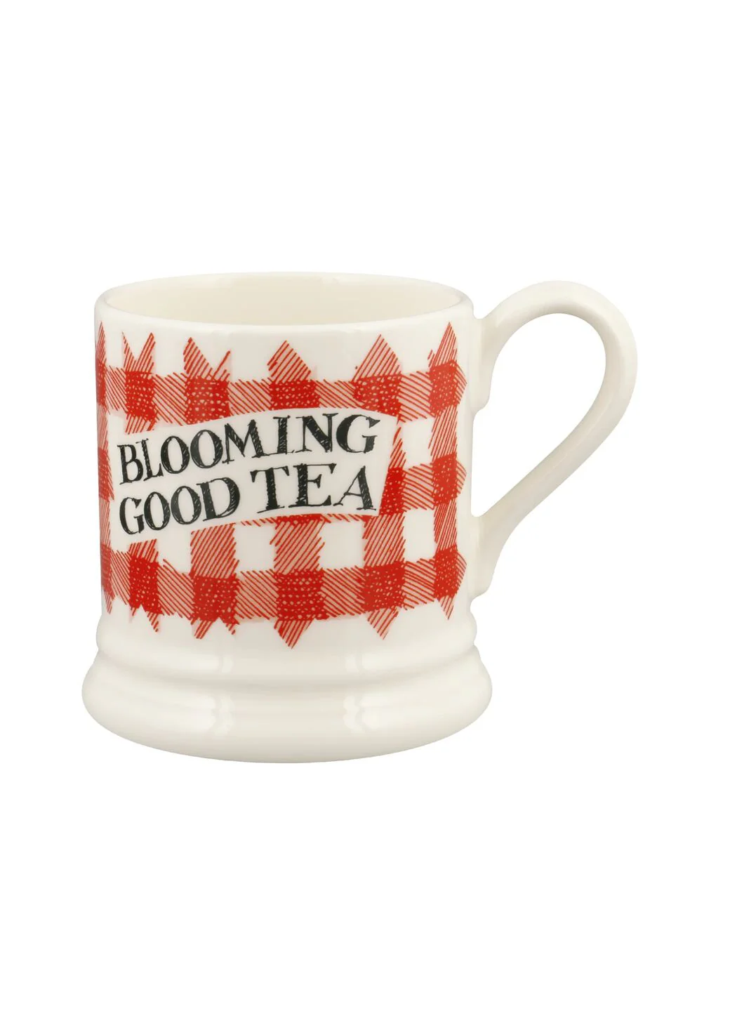 Red Gingham Blooming Good Tea 1/2 Pint Mug