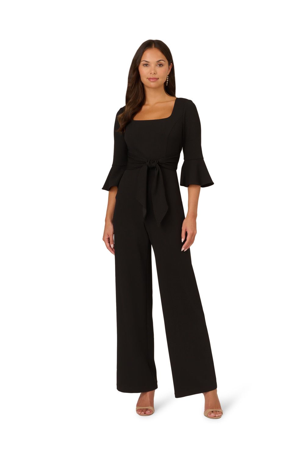 Adrianna Papell Knit Crepe Tie Front Jumpsuit