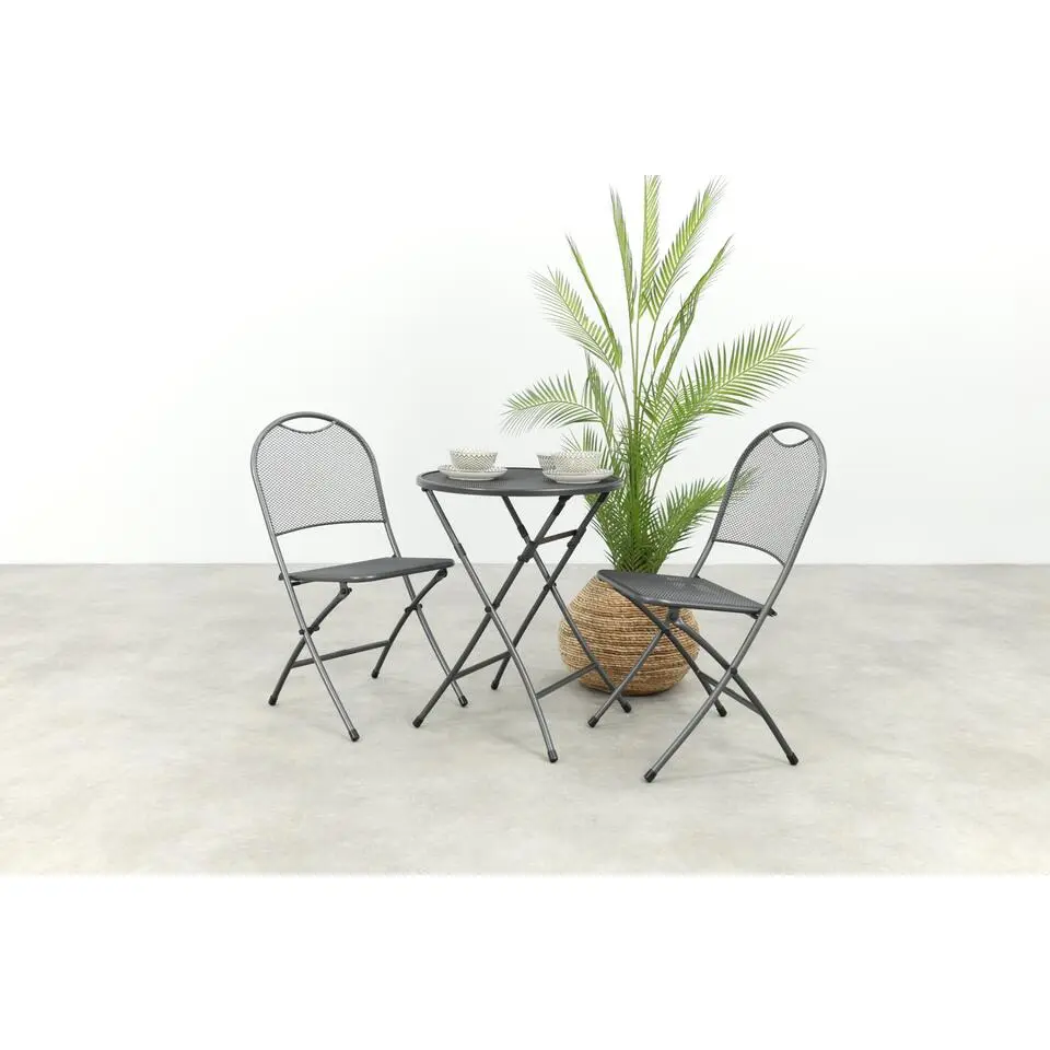 Royal Garden inklapbare balkonset 3-delig strekmetaal - Antraciet