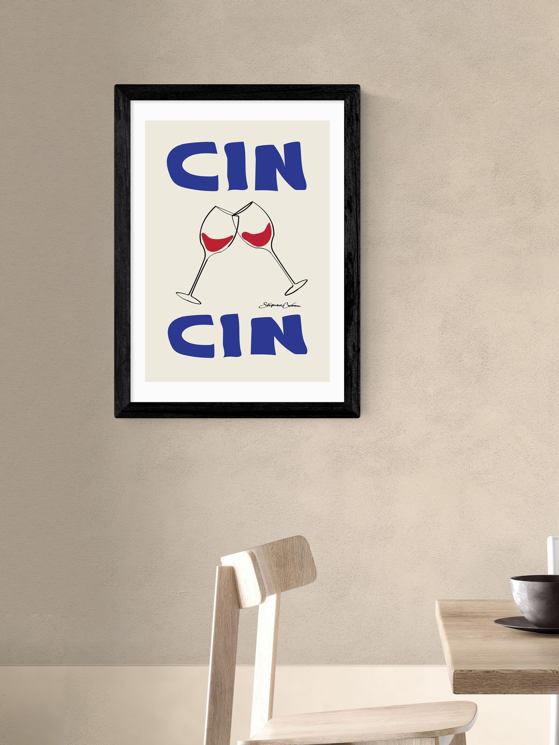 East End Prints Black Cin Cin Wall Art Print by Stephie Cardona