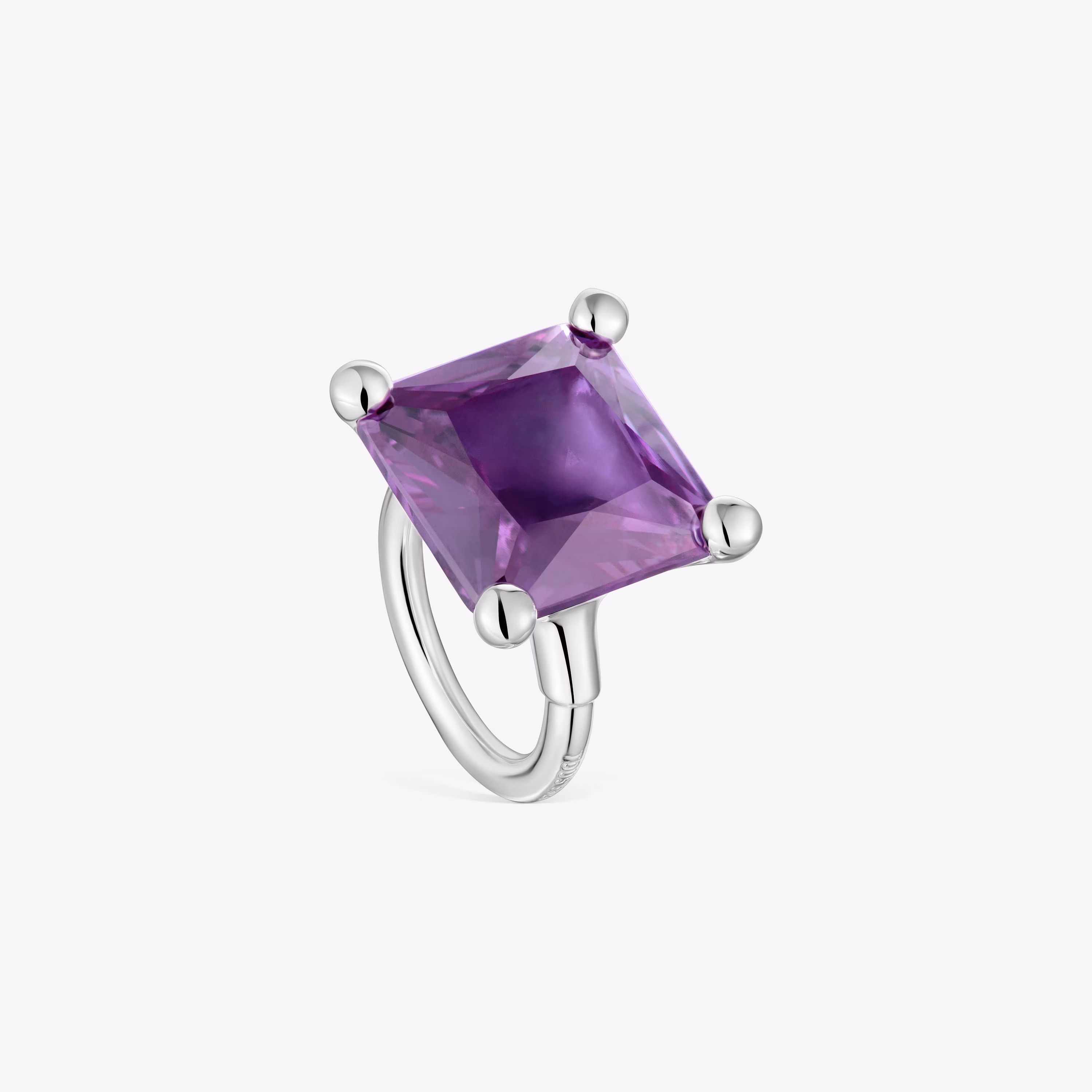 Anillo grande de plata y zafiro lila creado en laboratorio TOUS Color LGG