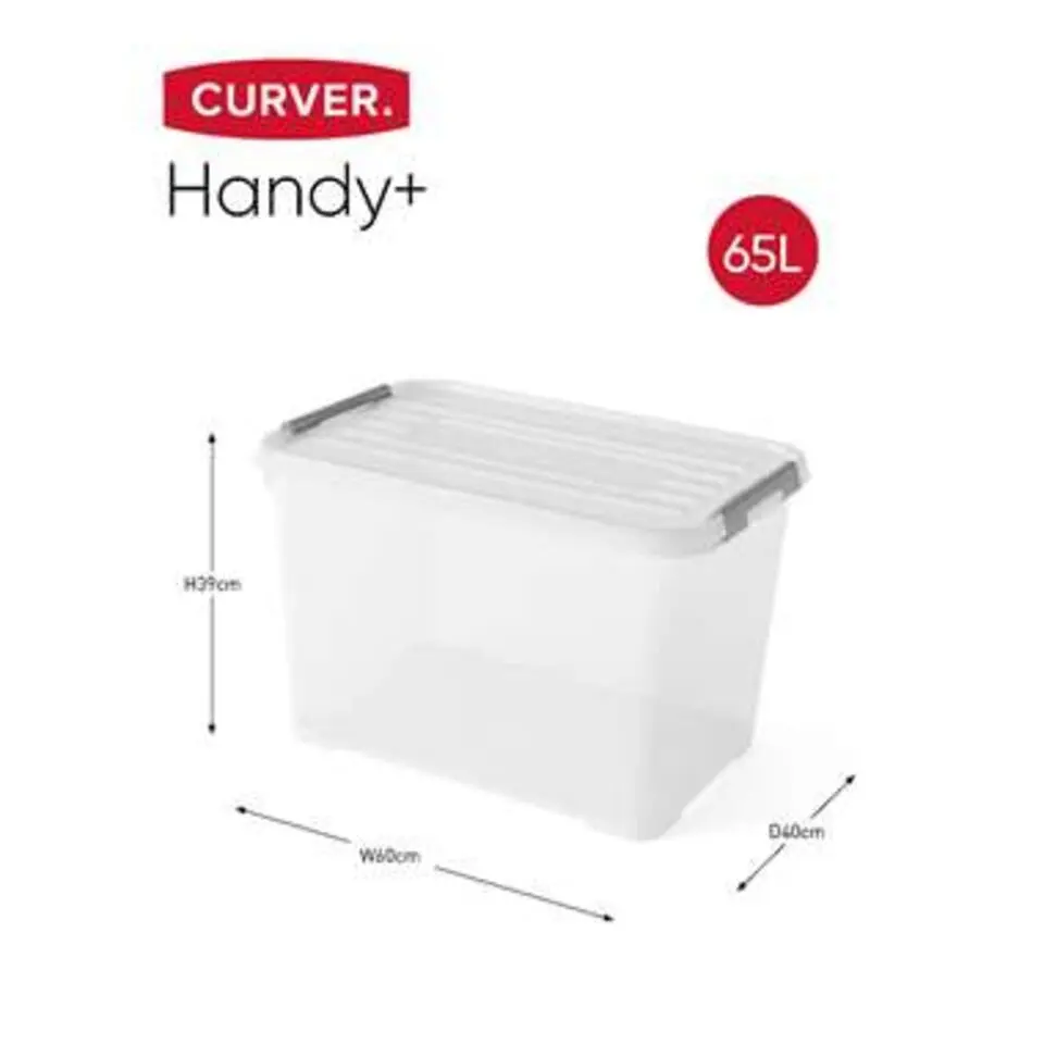 Curver Handy  Opbergbox - 65L - 2 stuks - Transparant met deksel