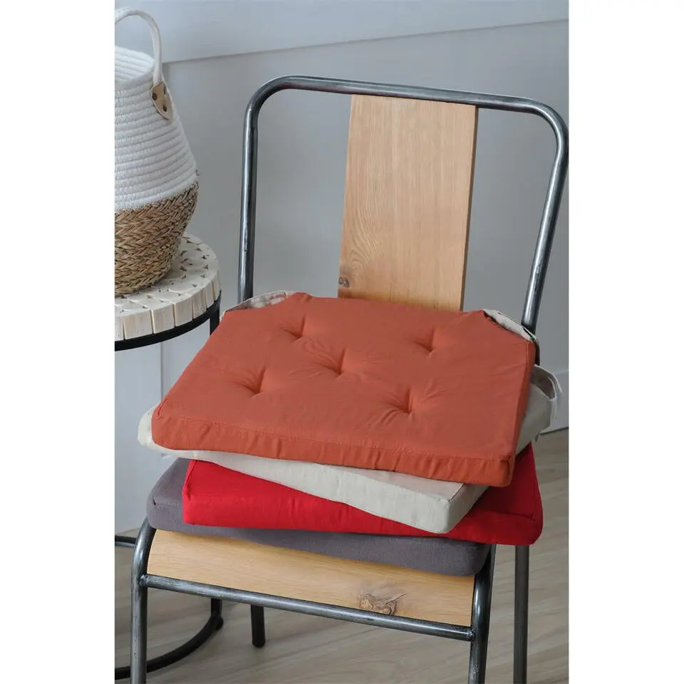 Stof Textile stoelkussen - roze - 38 x 38 x 4 cm