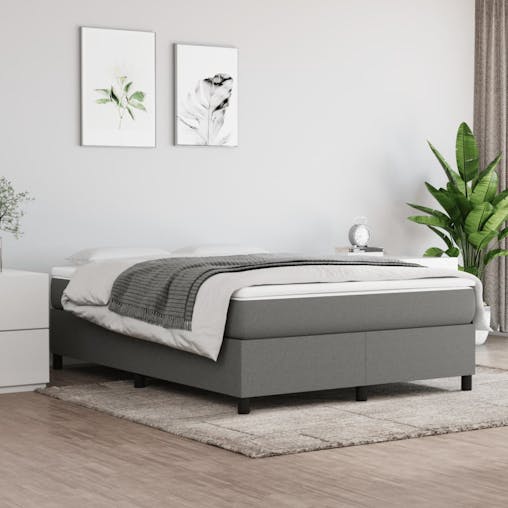 NNEVL Bed Frame Dark Grey 137x187 cm Double Size Fabric