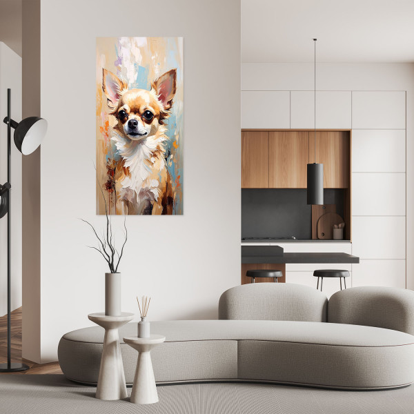Naklejka na ścianę do salonu Feeby Chihuahua Pies Zwierzę Beżowy 40x80