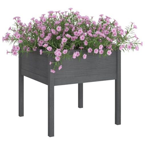 NNEVL Garden Planters 2 pcs Grey 70x70x70 cm Solid Pinewood
