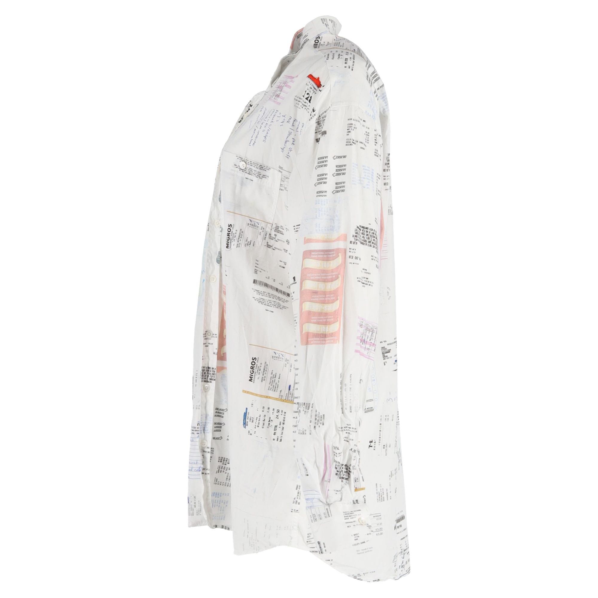 Vetements Preloved Hiver 2019 Receipt Button Up Shirt in White Cotton