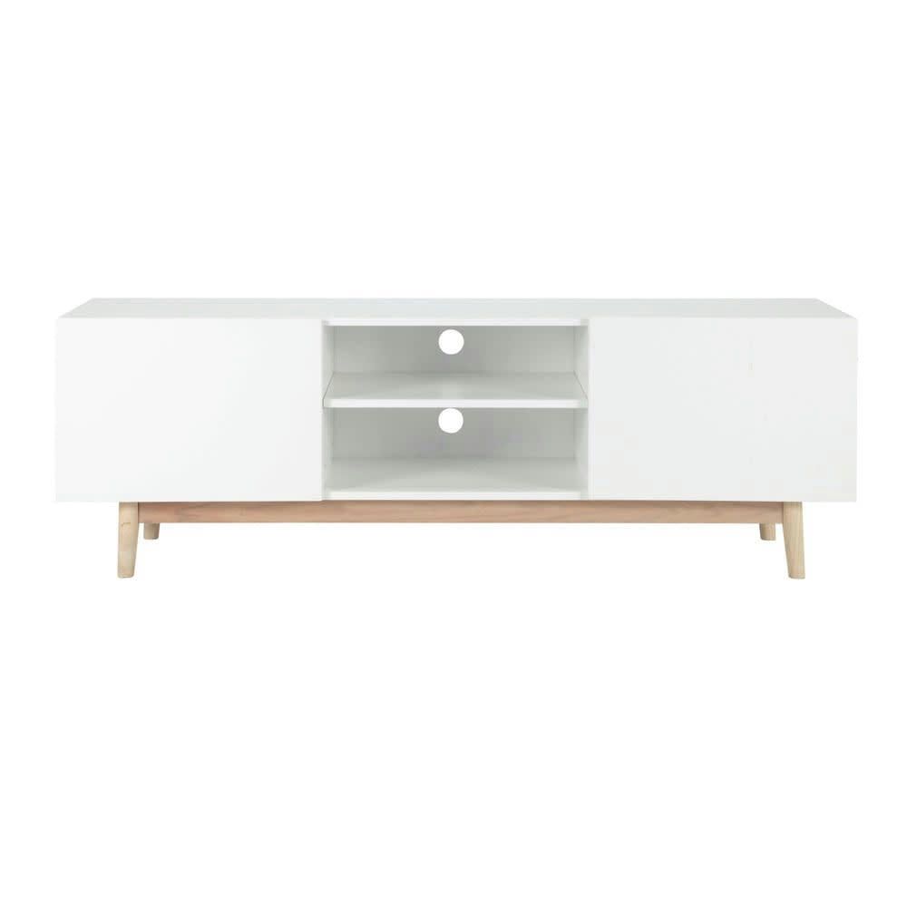 Artic - Meuble TV vintage 2 portes blanc