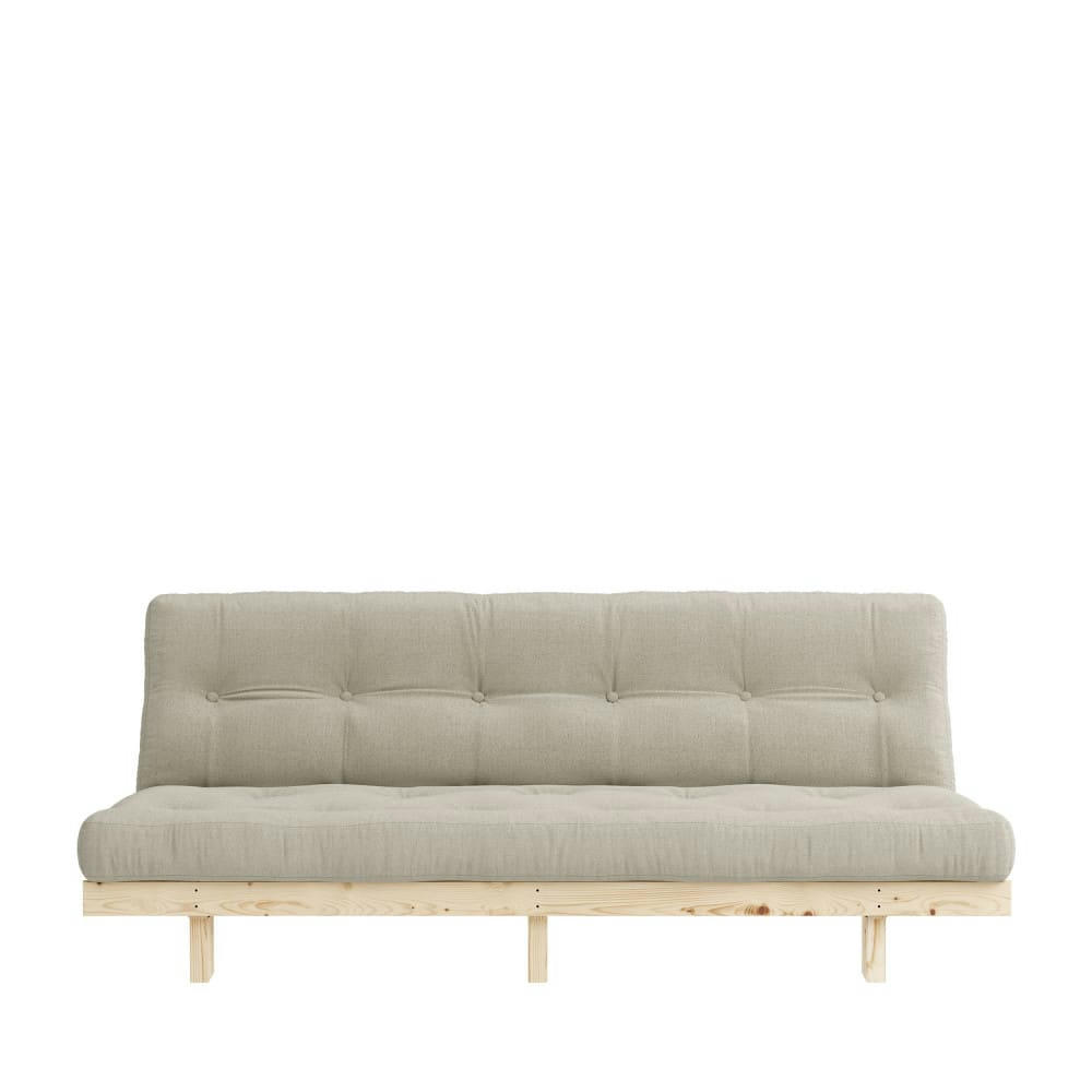 LEAN - Canapé convertible en bois naturel et tissu lin 3 places