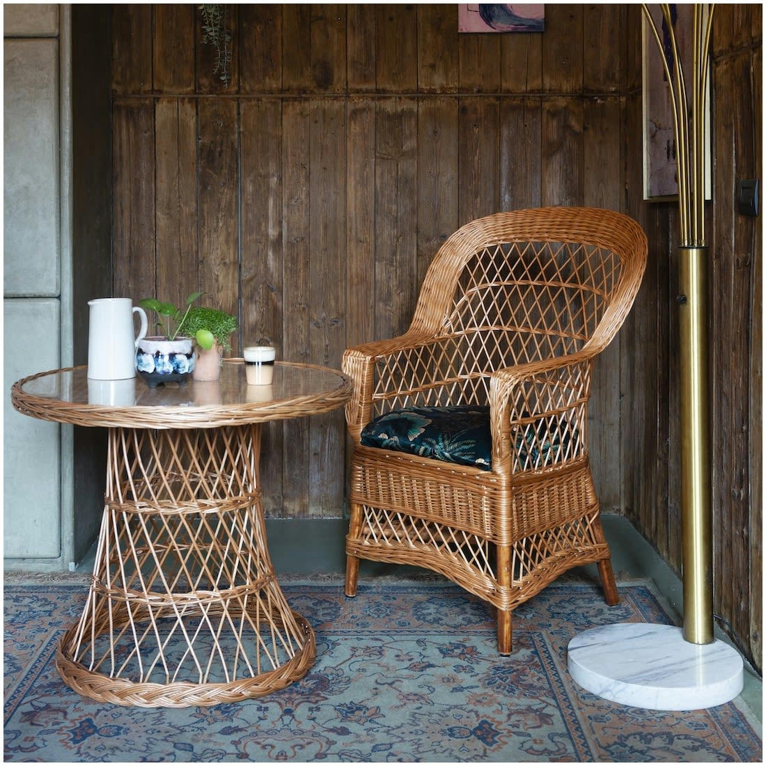 GUERIDON - Table ronde en osier D80