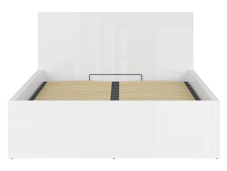 Zestaw łóżko Tetrix biały połysk ze stelażem i materac Mimas 140x200