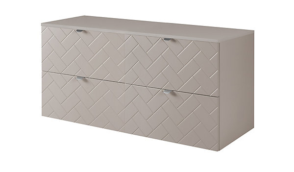 Meuble de salle de bain, Cachemire, 120 x 57 x 46 cm, poignées argentées