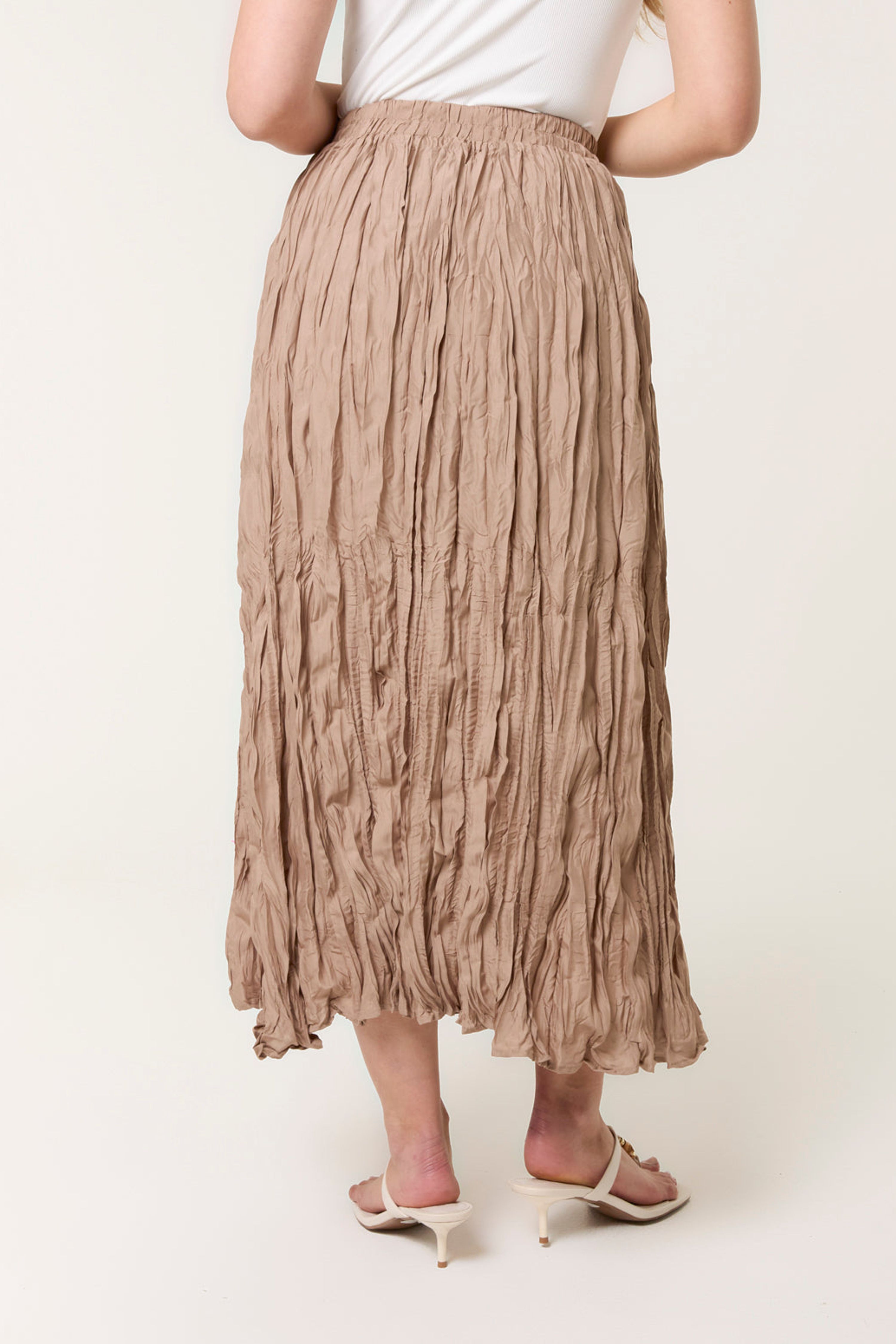Blue Vanilla Light Brown Crinkled Texture Skirt