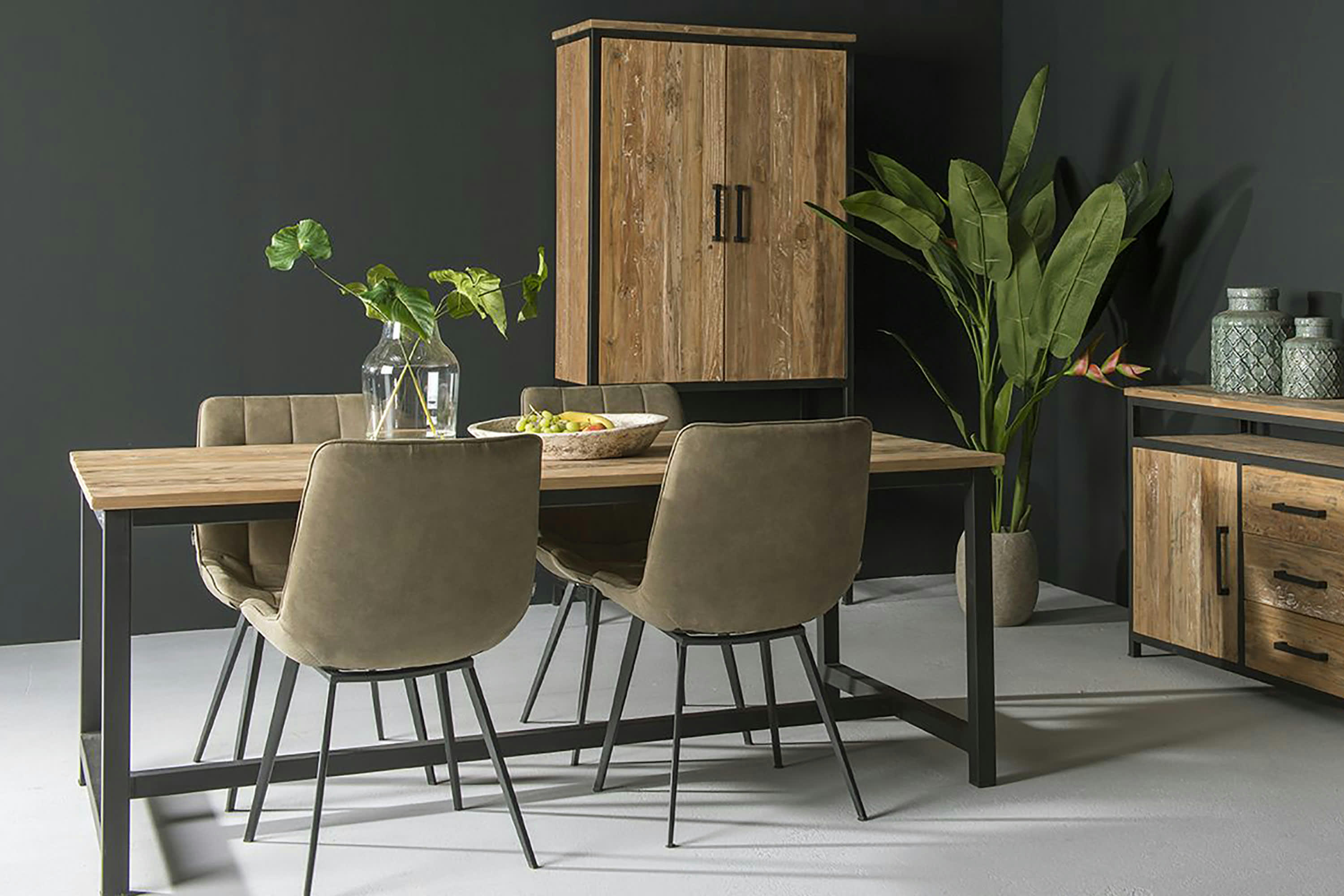 BORNEO - BORNEO-Table à manger 10/12 personnes L240,Teck massif recyclé, métal