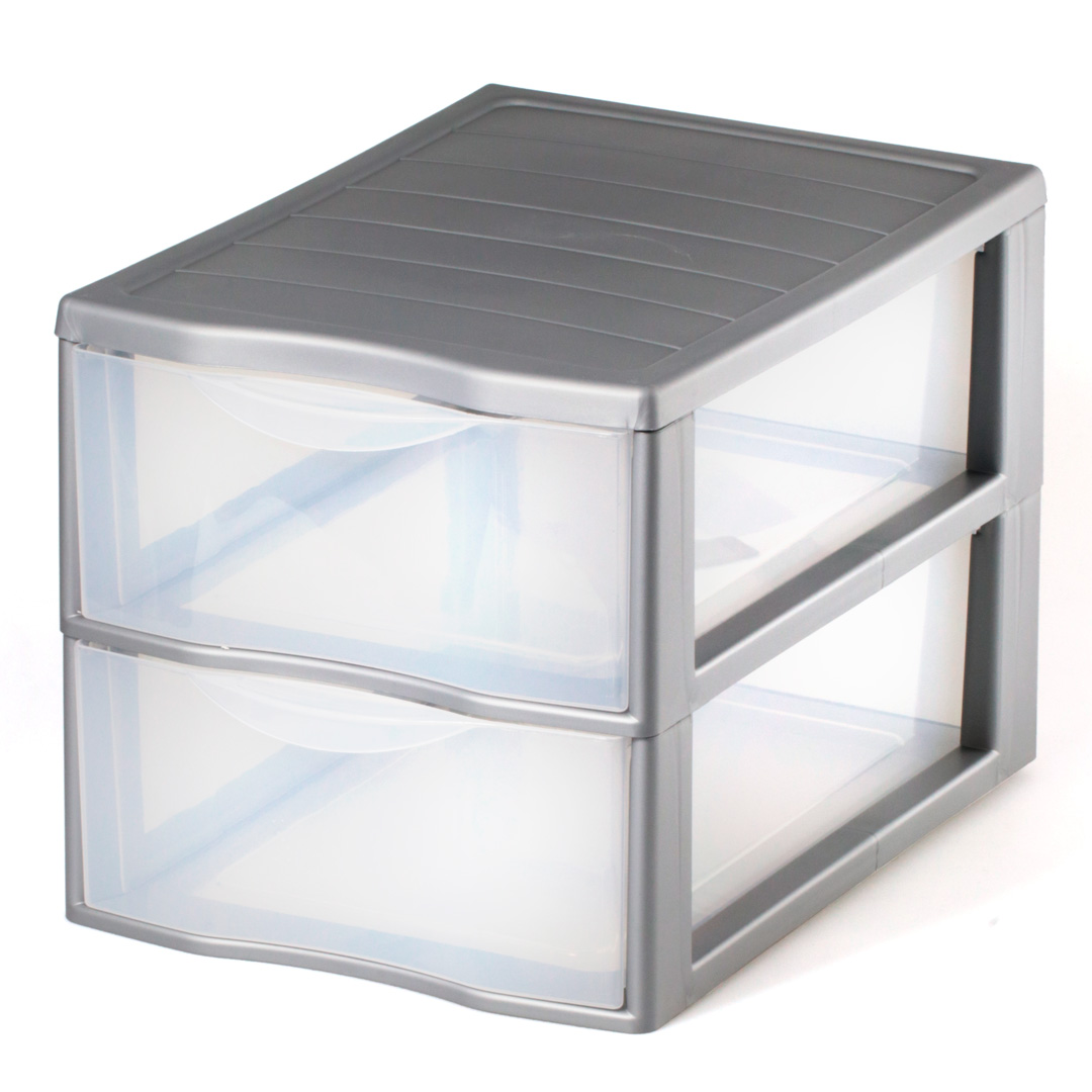 Módulo de arrumação cinza com 2 gavetas