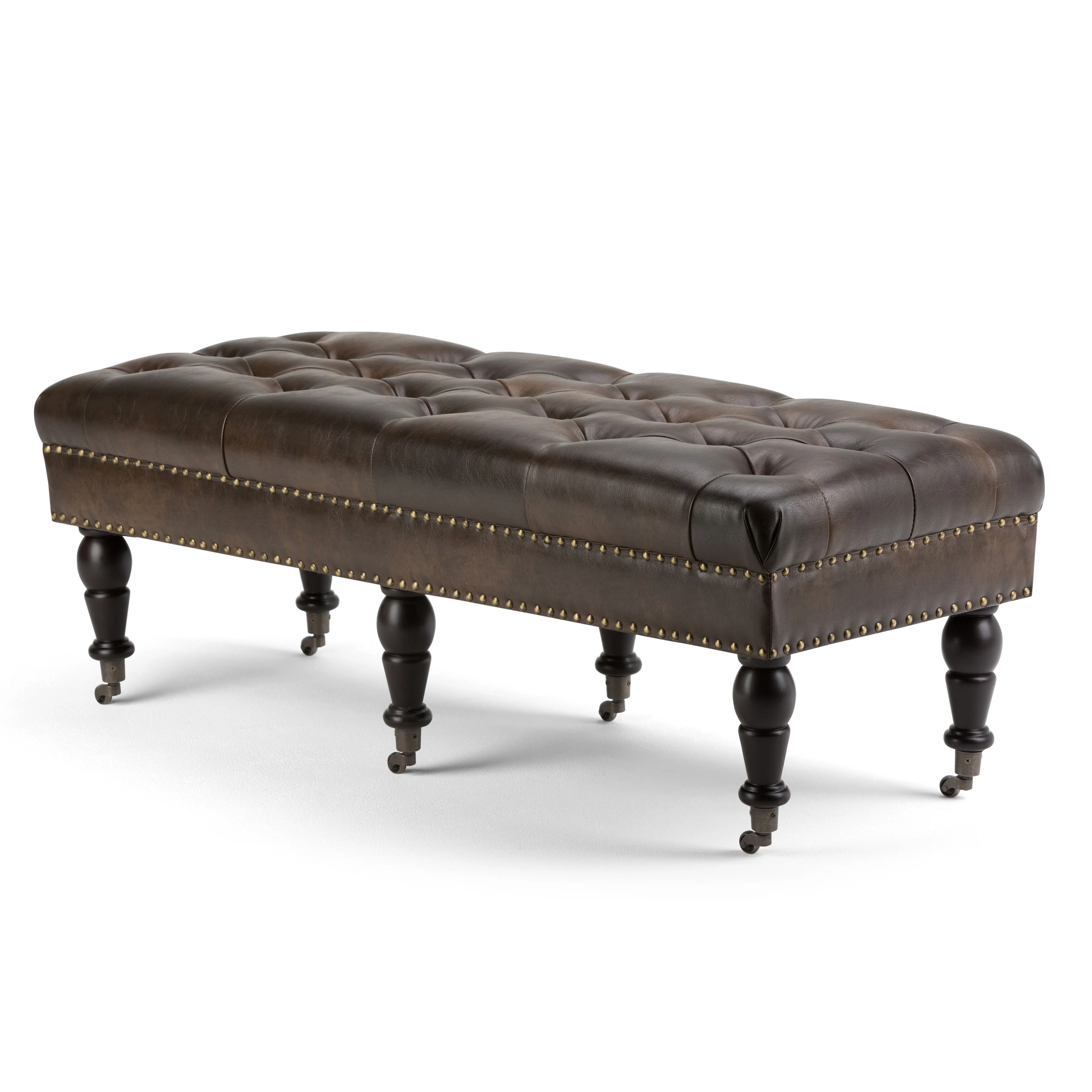 WYNDENHALL Donovan 49 inch Wide Traditional Rectangle Ottoman Bench Faux Leather