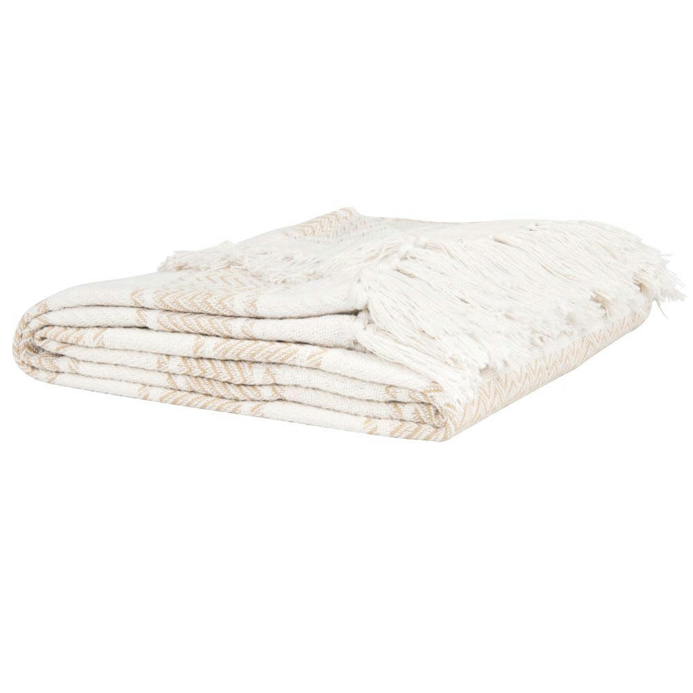 MERYL - Plaid en coton beige 160x210