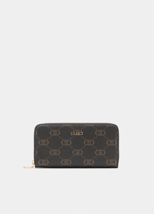 Portafoglio grande zip around con logo