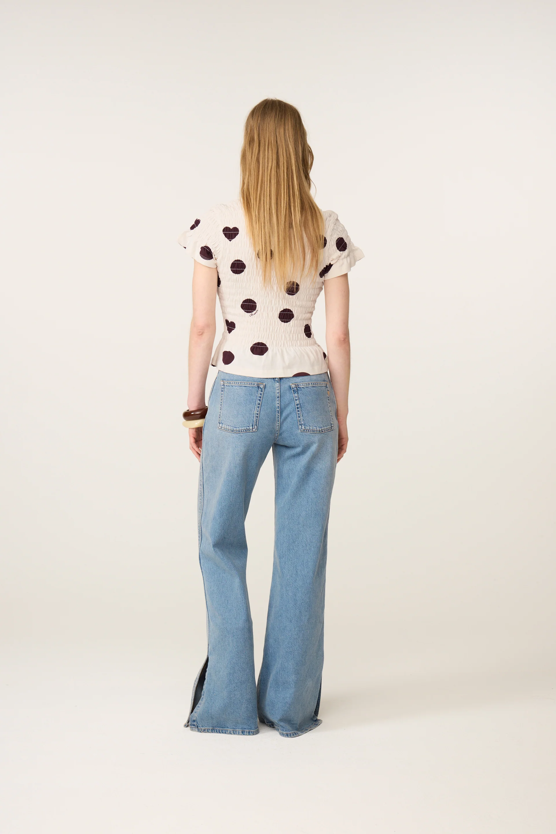 Carmen Polka T-shirt | Brown/Cosy White
