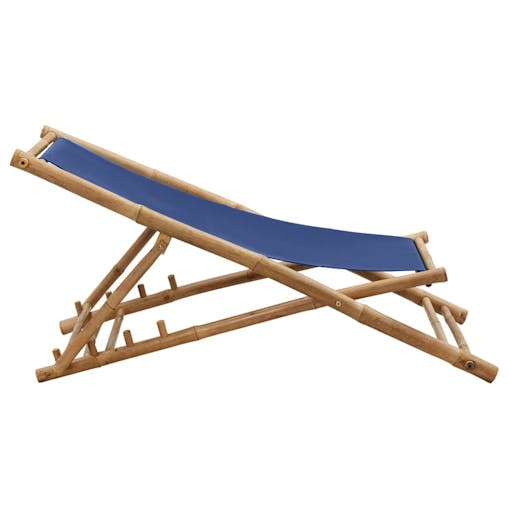 NNEVL Deck Chair Bamboo and Canvas Navy Blue