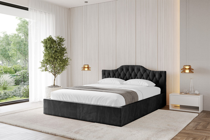 Łóżko tapicerowane bez materaca   pojemnik FALIO-v1- 120x200 cm Czarny