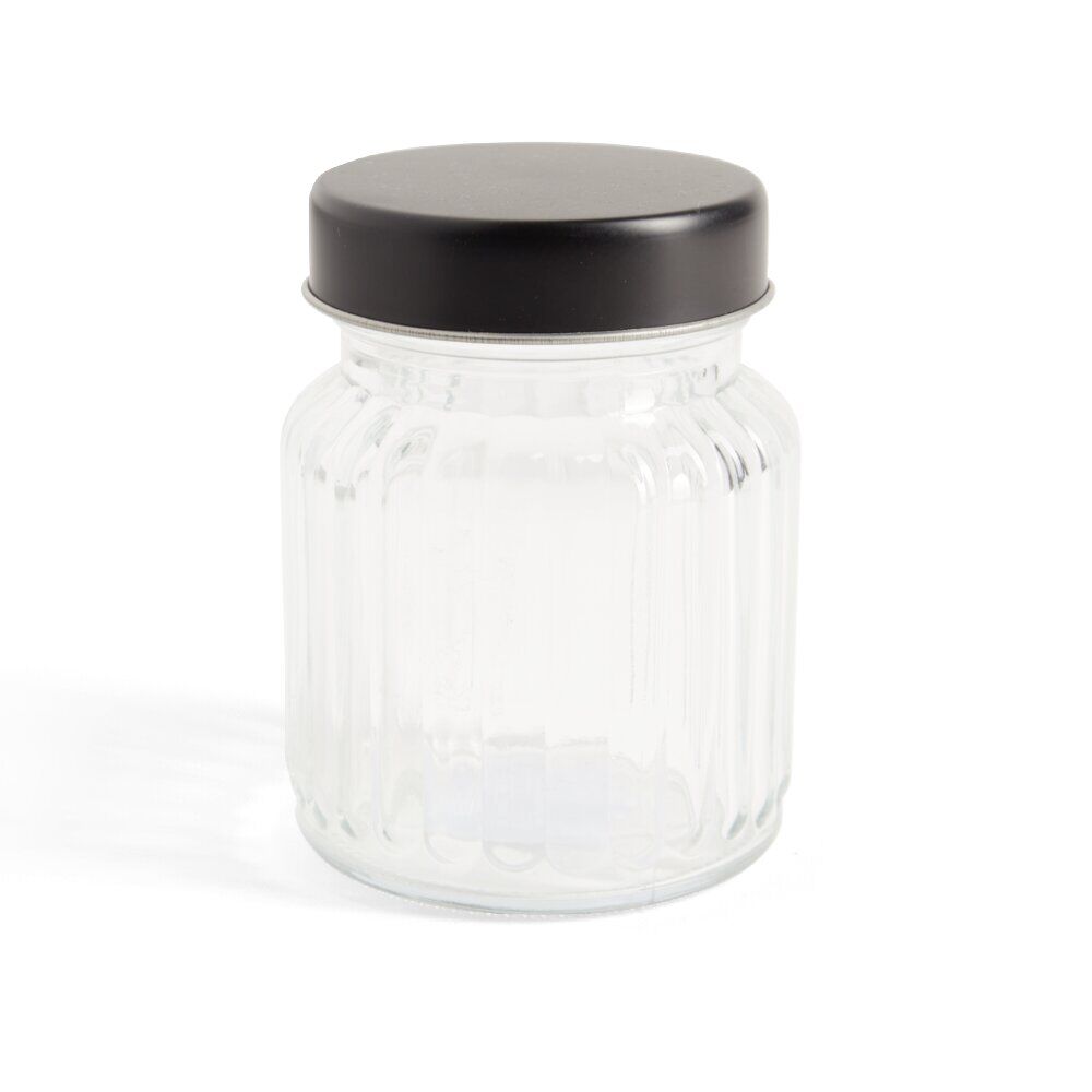 Bonbonnière en verre 300ml couvercle métal noir