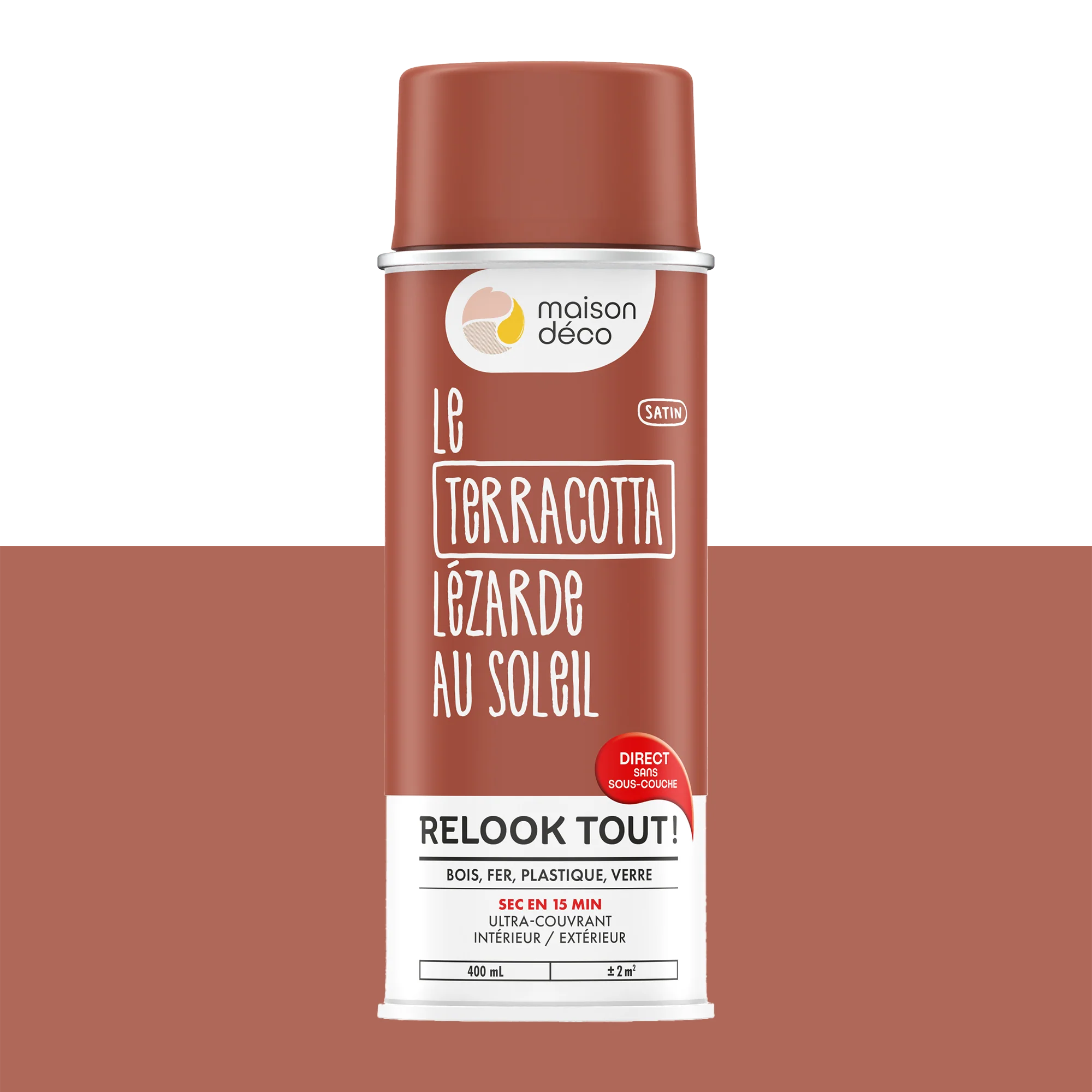 Relook tout aérosol Peinture Bombe de peinture terracotta Satiné 0,4 L