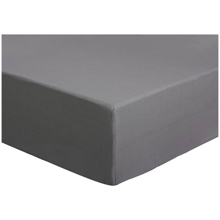 Habitat Plain Grey Fitted Sheet - Small Double