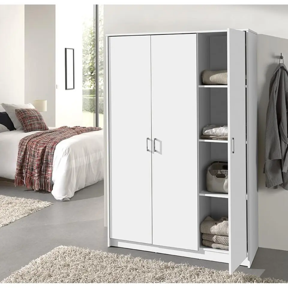 Interiax Kledingkast 'Amelie' - Wit - 3 Deurs - 180x120x54 cm