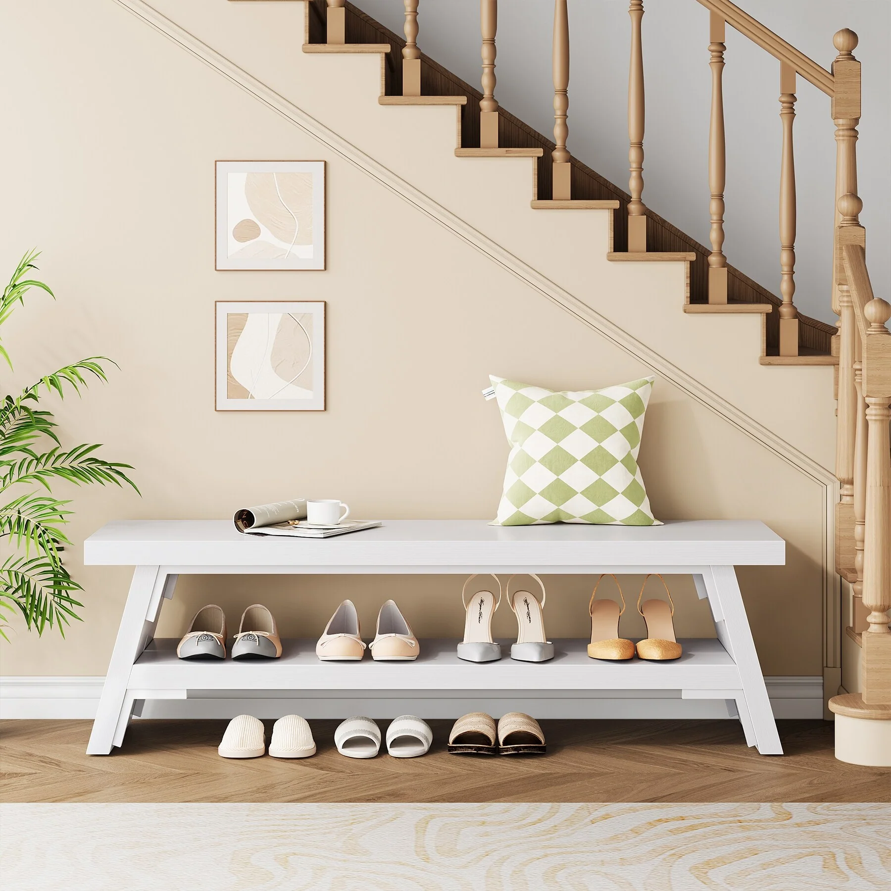 Entryway Shoe Bench Storage Bench, 47-inch Long Entry Bench for Living Room, Bedrooms