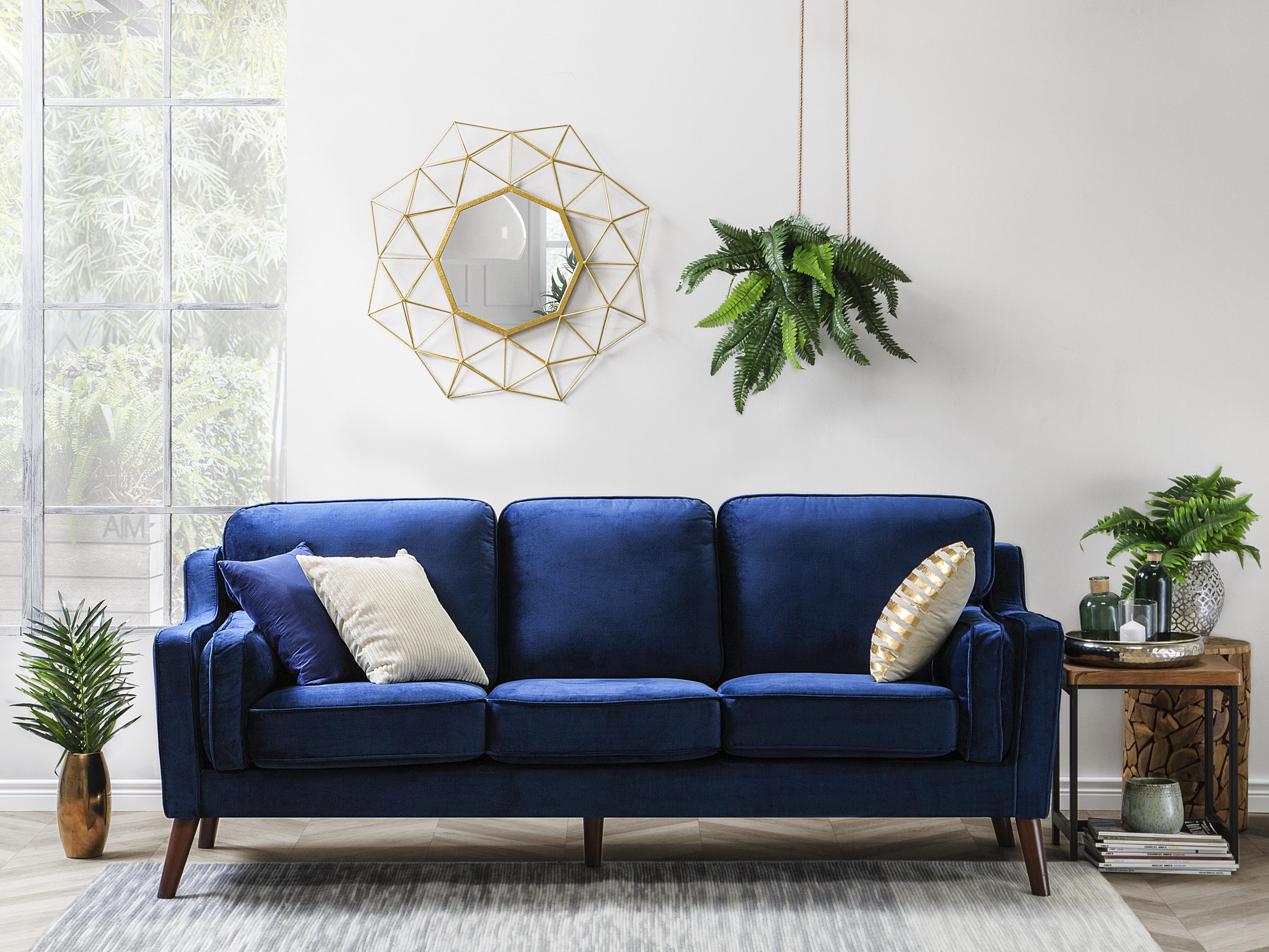 Sofa 3 Seater LOKKA Velvet Navy Blue