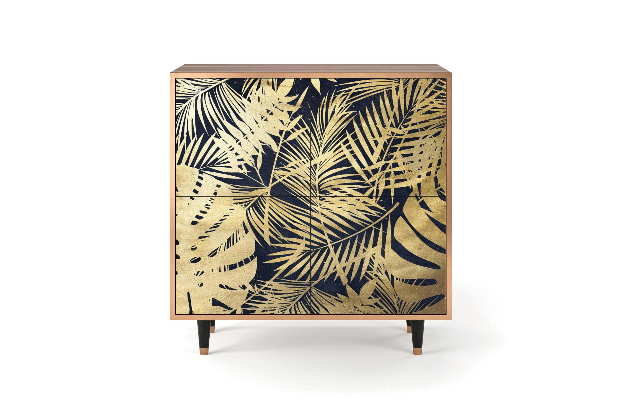 JUNGLE VIBES - Buffet  bleu et jaune 4 portes L 94 cm