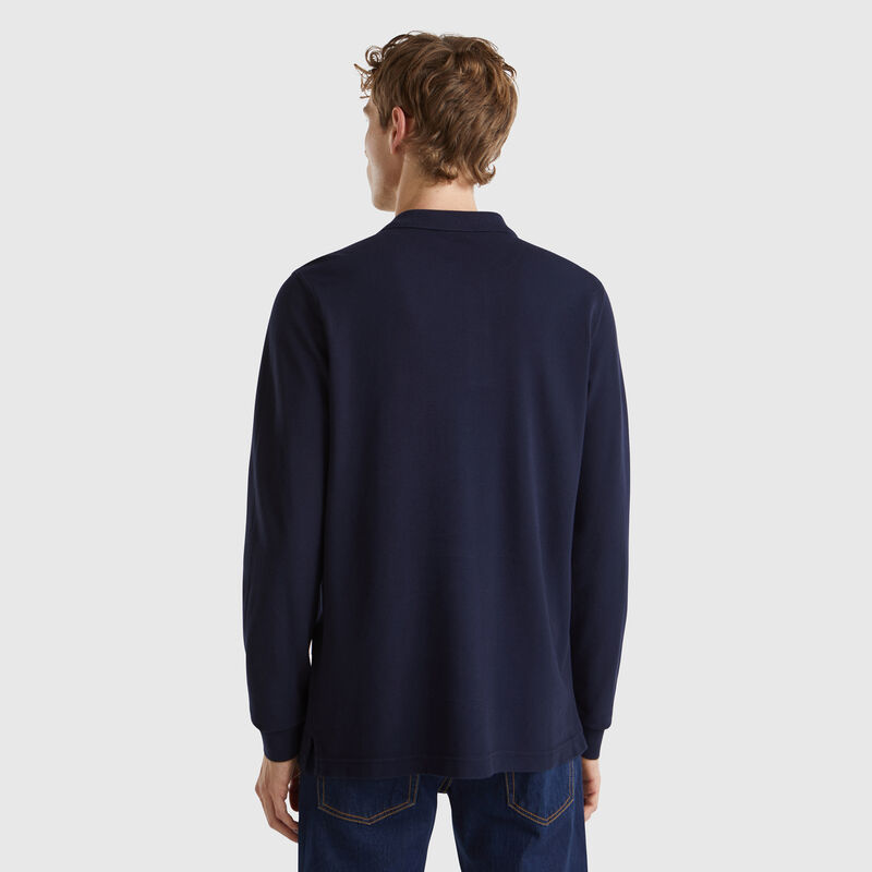 Long sleeve cotton polo
