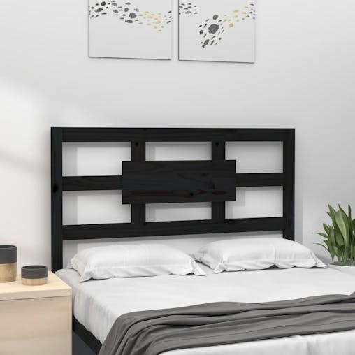 NNEVL Bed Headboard Black 95.5x4x100 cm Solid Wood Pine