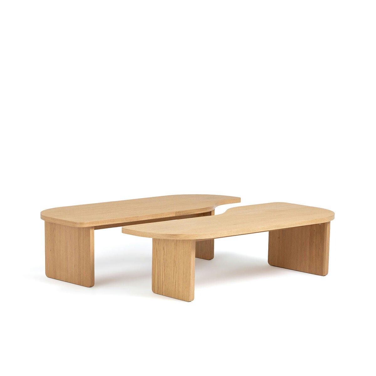 Lot de 2 tables basses plaqué chêne, Docha