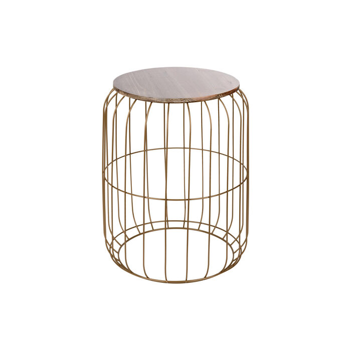 Mesa de apoio FLYO dourada em metal e madeira 50cm