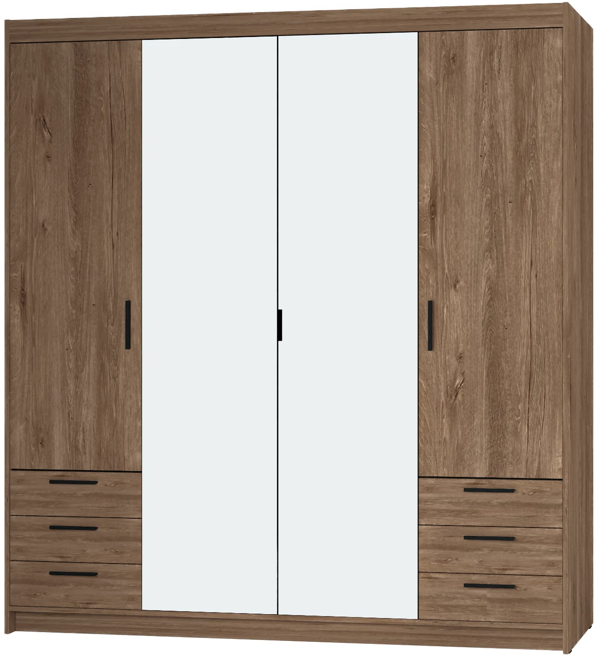 Szafa HELENA 4D 176 cm dąb Lefkas z lustrem i szufladami– elegancka,pojemna