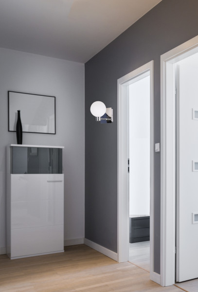 Lampa kinkiet ODEN chromowy 1x40w g9 klosz biały