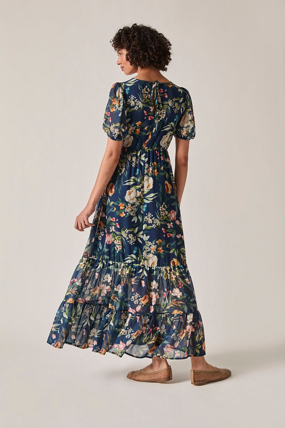 James Lakeland Navy Botanical Floral Maxi Dress