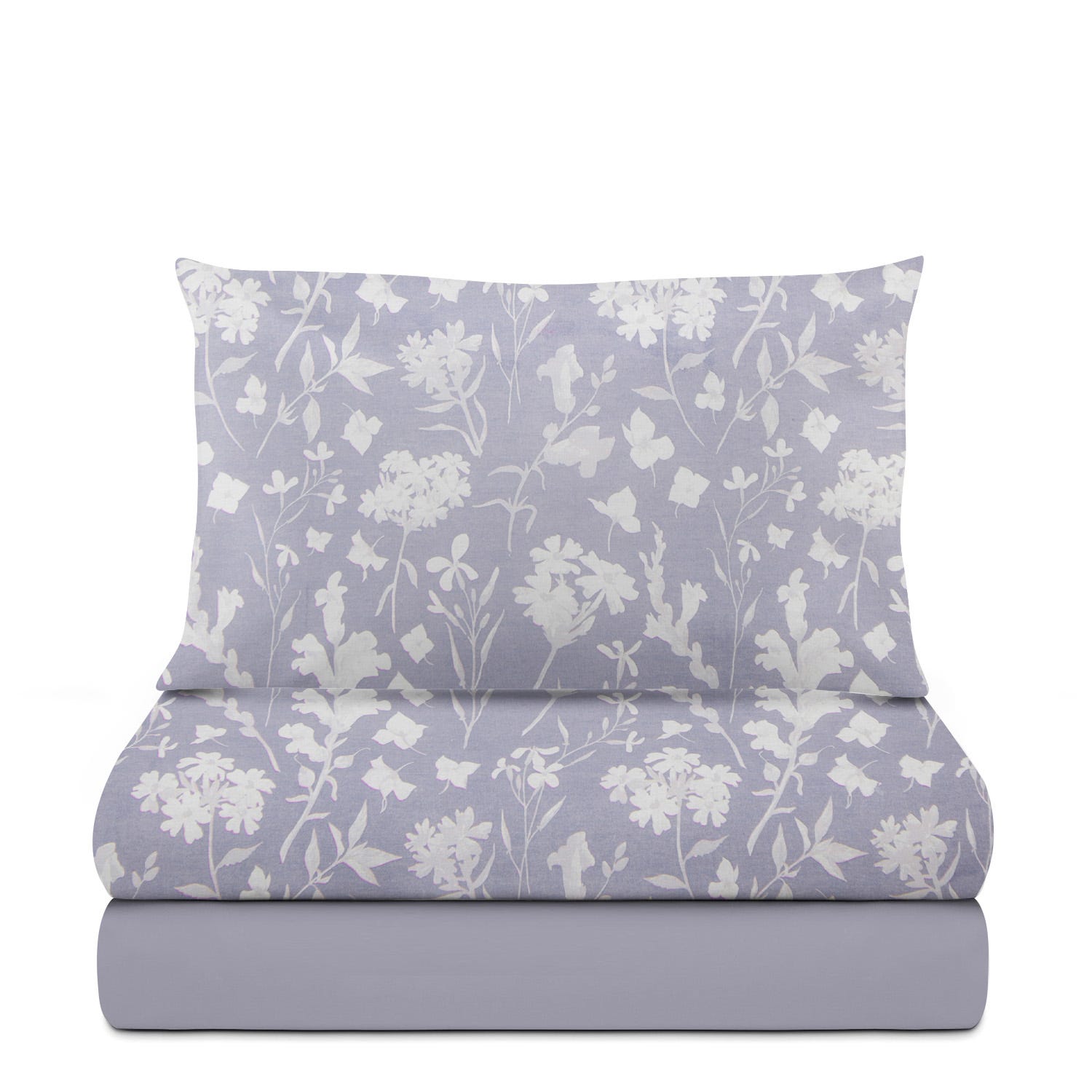 Completo letto singolo cotone fiori malva