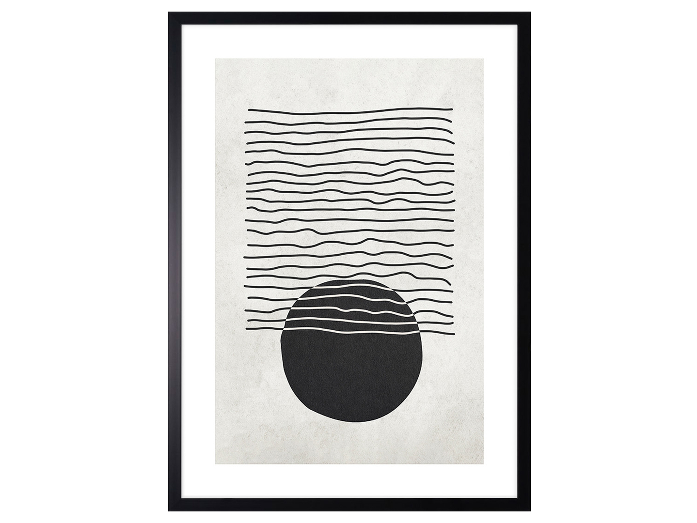 Obraz w ramie Black Circle With Abstract Lines 53x73 cm