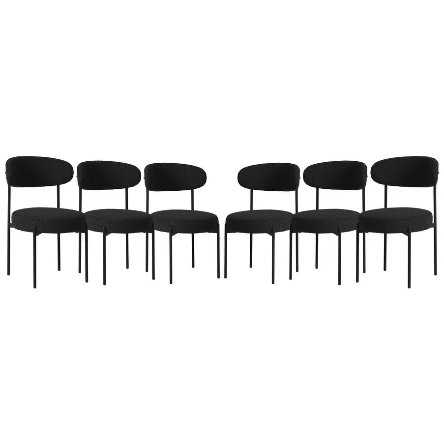 Bayville Mid-Century Curved Back Fabric Upholstered Metal Dining Chair (Set of 6)