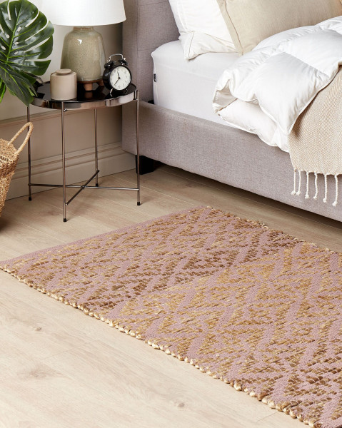 Dywan prostokątny jutowy 80x150 cm beżowo-różowy