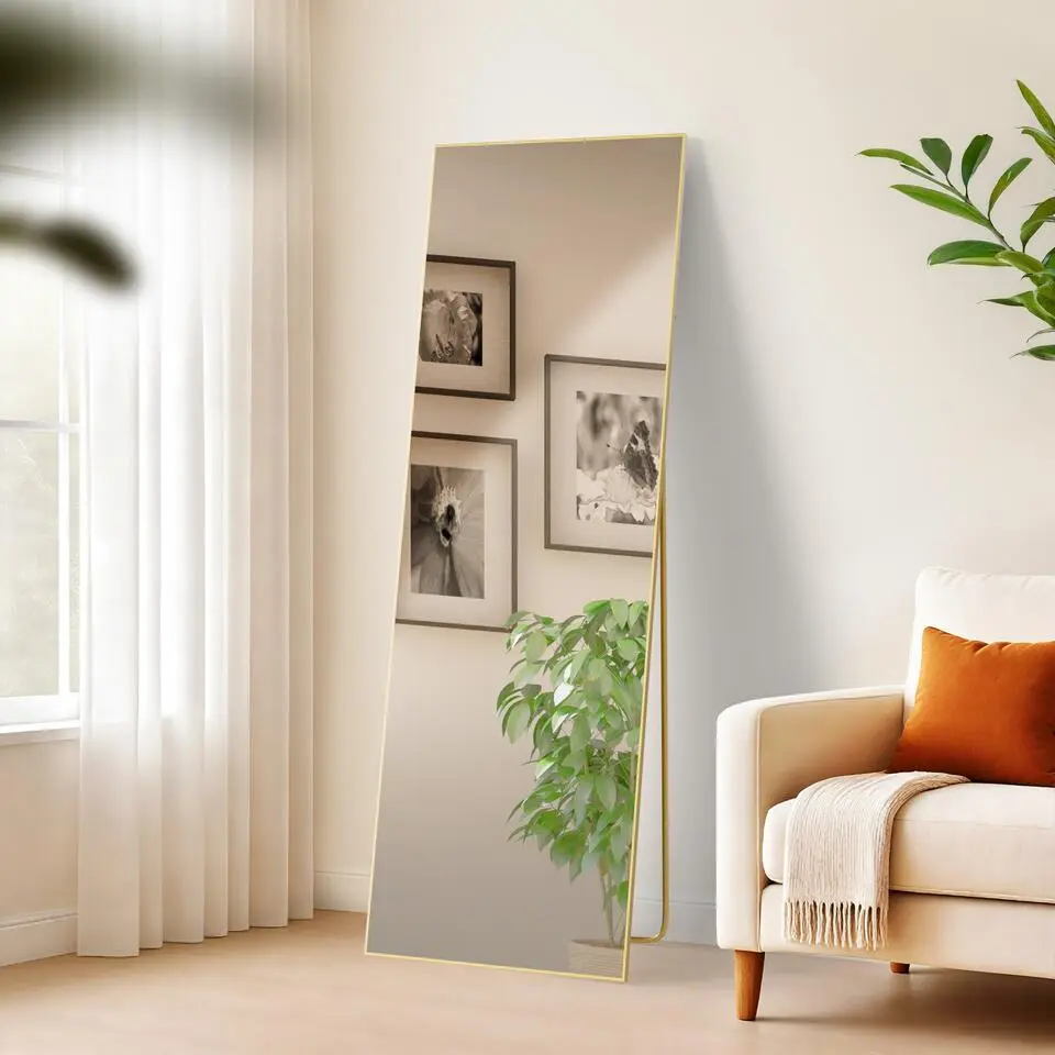 CLP Staande spiegel Benicia vierkant - Glas - goudglans