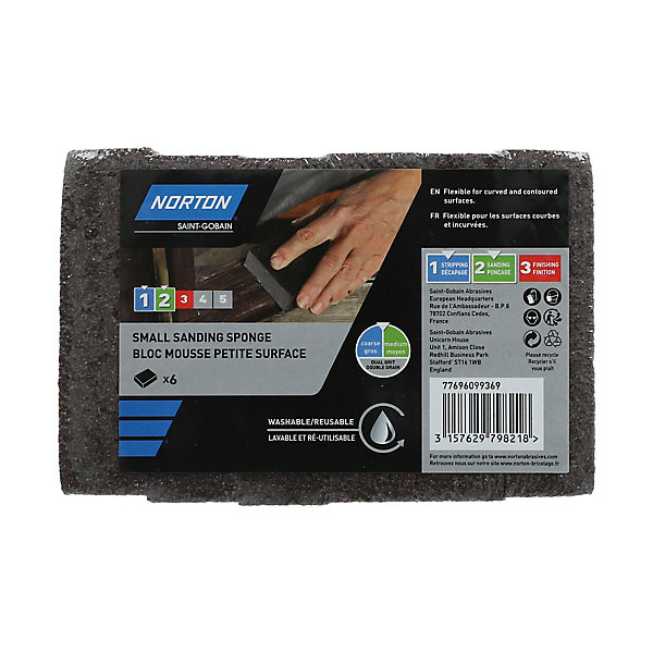 Eponge abrasive Norton, Grain Moyen / Gros 100 x 66 mm - 6 pièces