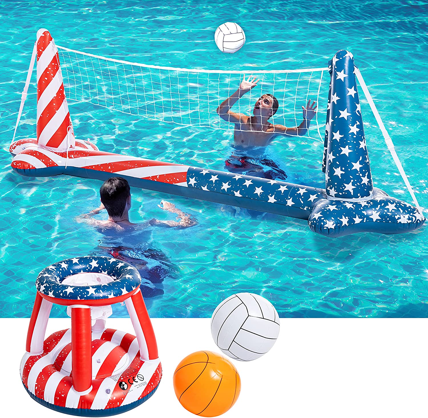 Clearance - Volleyball Net & Basketball Hoop with 2 Balls