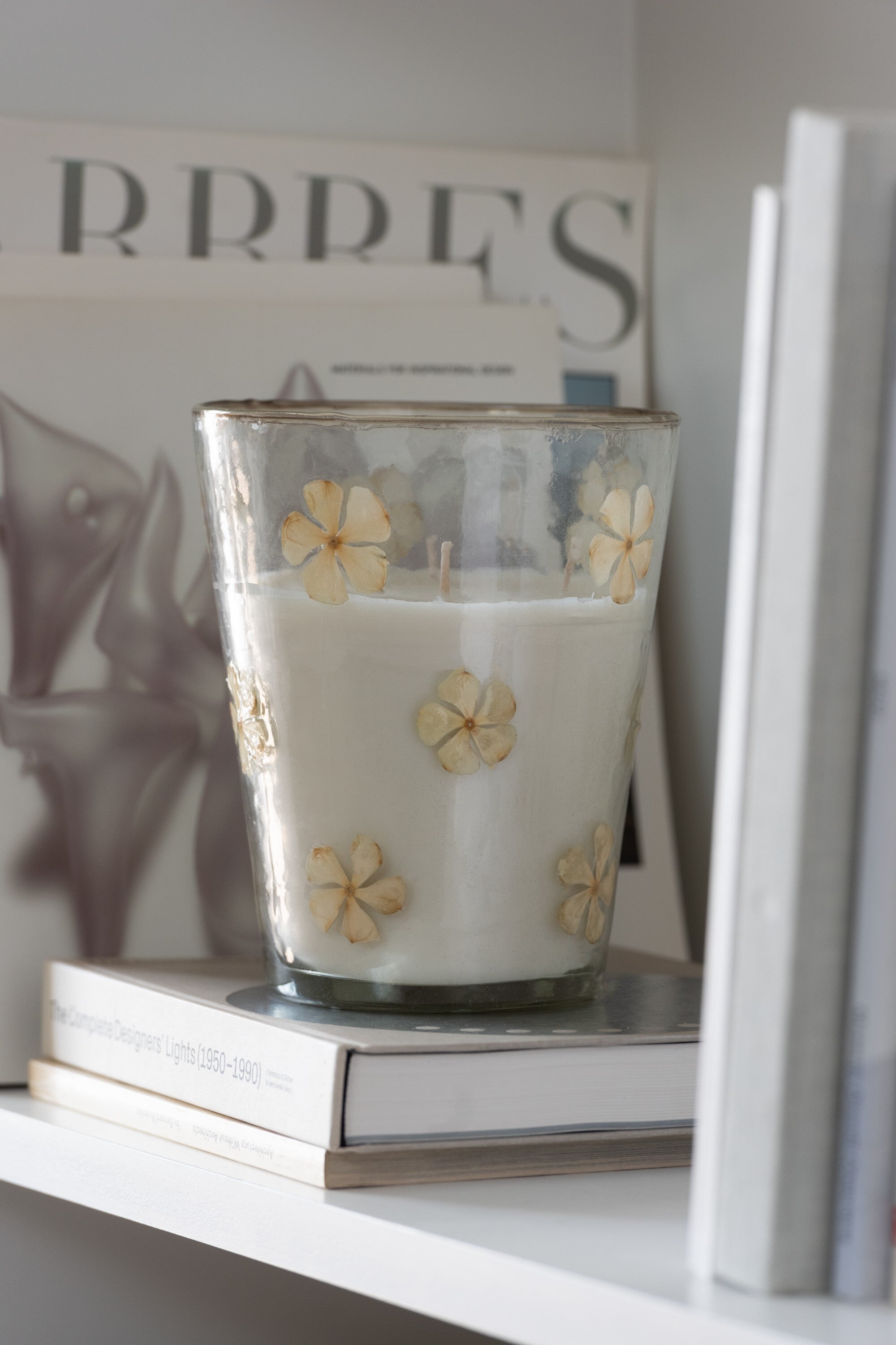 J-Line geurkaars Bloemen - Tender Rose - glas - transparant - medium - 55U
